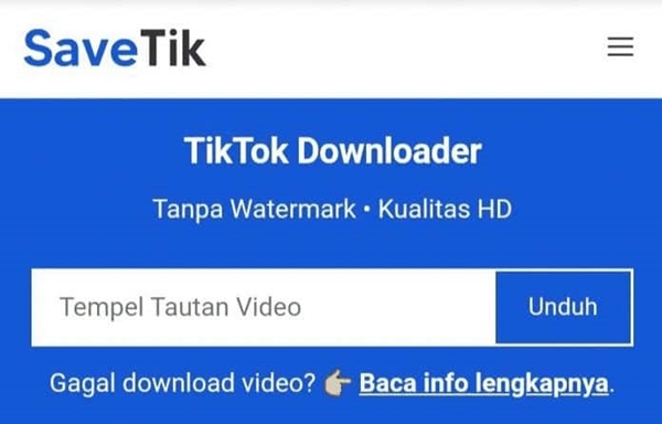 Cara Mengunduh Video TikTok Di SaveTik Via Android